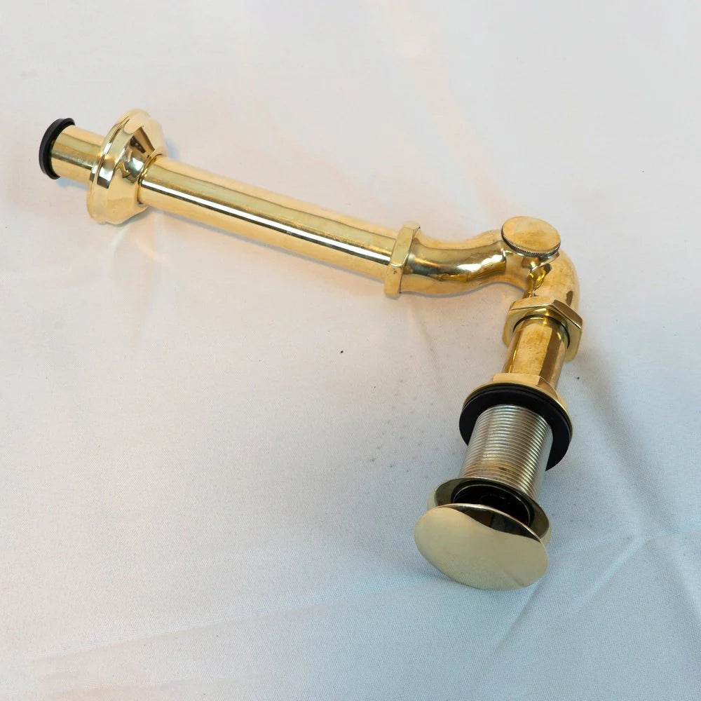 1-1/4" Brass P-Trap with Push-Up Drain and Brass Siphon