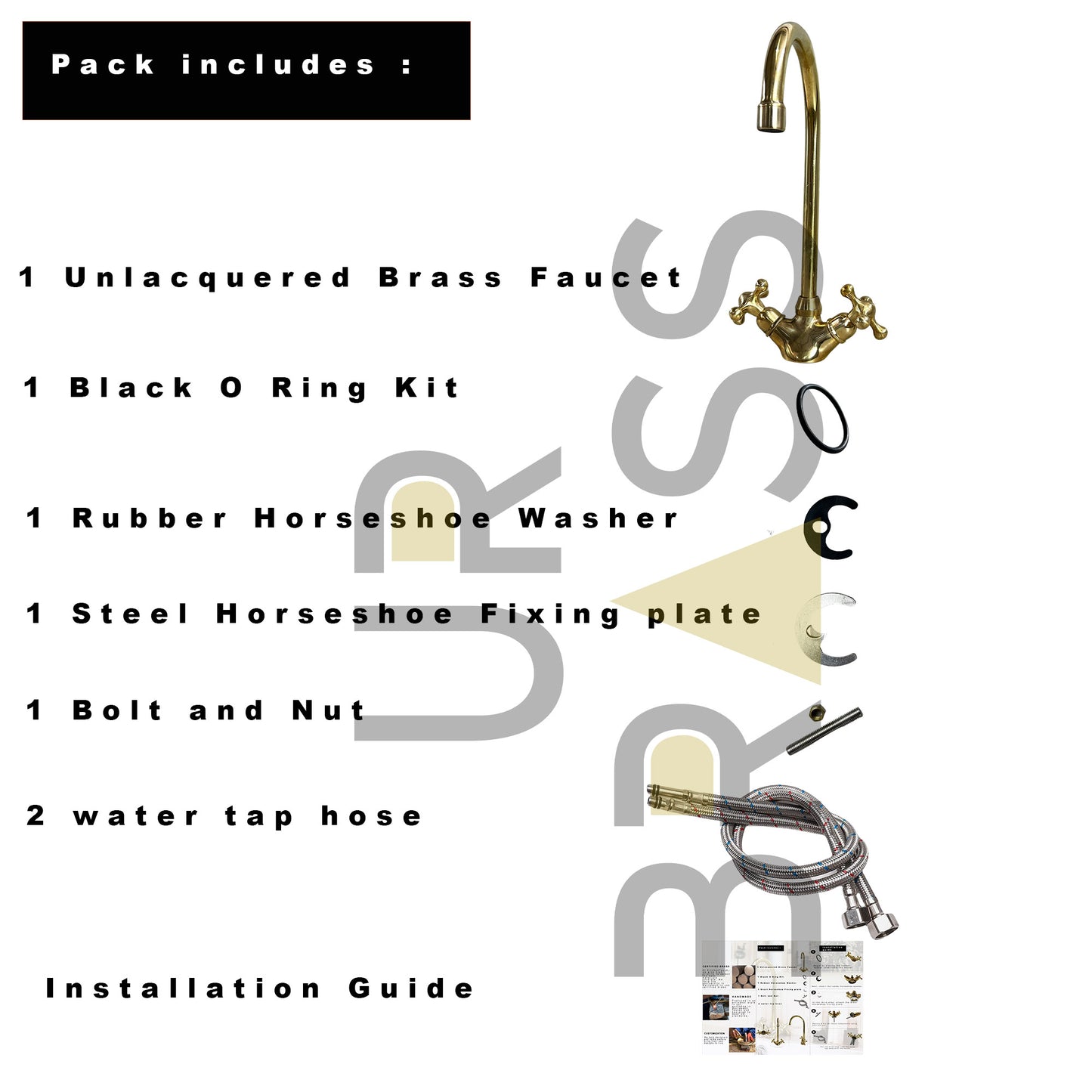 Vintage Unlacquered Brass Bathroom Faucet - Bath Taps, Bathtub & Vessel Sink Faucet