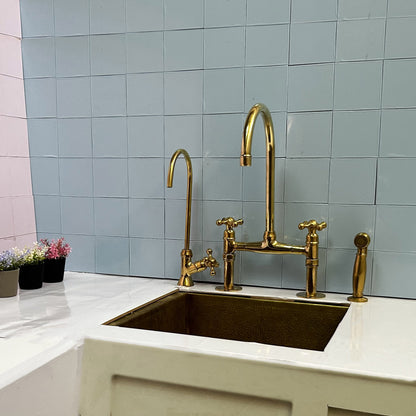 Unlacquered Brass Kitchen Faucet : Elegant Sink Fixture for a Stylish Culinary Space" kitchen sink , sink faucet, brass sink faucet,