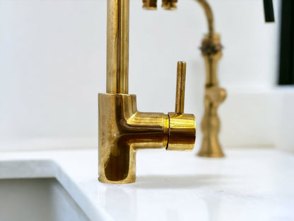 Single Hole Basin Faucet, Unlacquered Brass Faucet, Brass Bathroom Faucet, Kitchen Faucet, Sleek Design