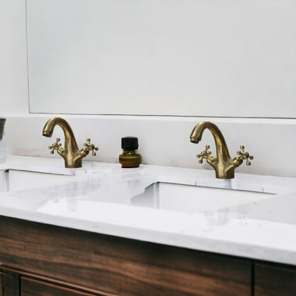 Unlacquered Brass Bathroom Faucet, Bathtub Faucet, Deck Mount Brass Faucet