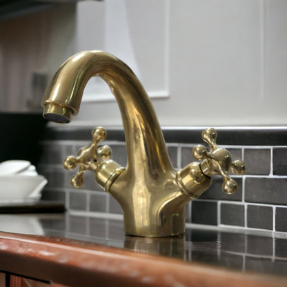 Unlacquered Brass Bathroom Faucet, Bathtub Faucet, Deck Mount Brass Faucet