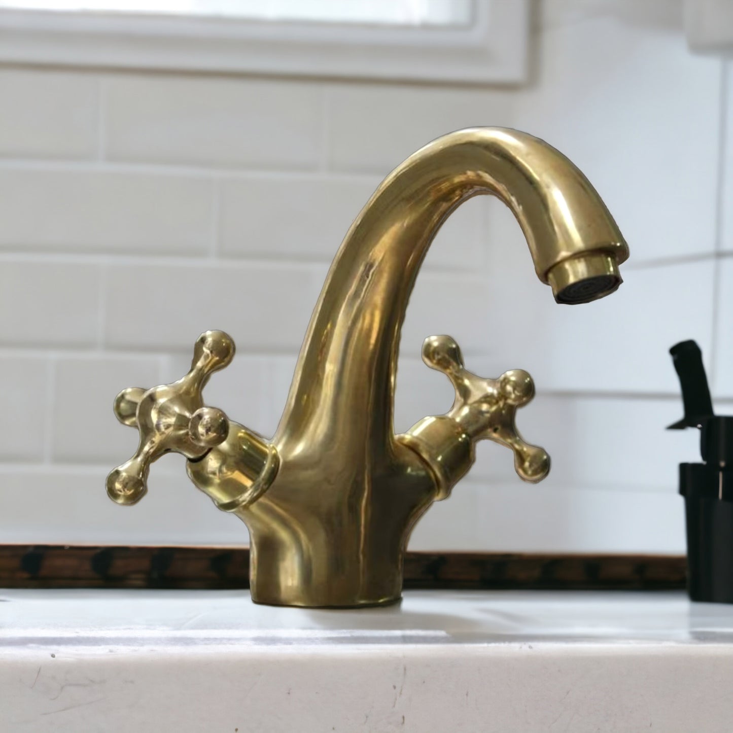 Unlacquered Brass Bathroom Faucet, Bathtub Faucet, Deck Mount Brass Faucet