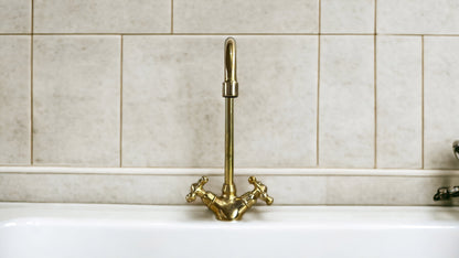 Unlacquered Brass Bathroom Faucet, Vintage Brass Faucet, Bath Taps, Bathtub Faucet, Vessel Sink Faucet