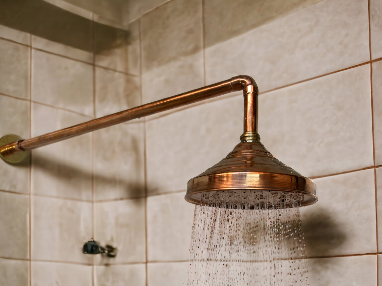 Unlacquered Copper Rainfall Shower Head, Eco Outdoor Showerhead, Outdoor Rain Shower Head,