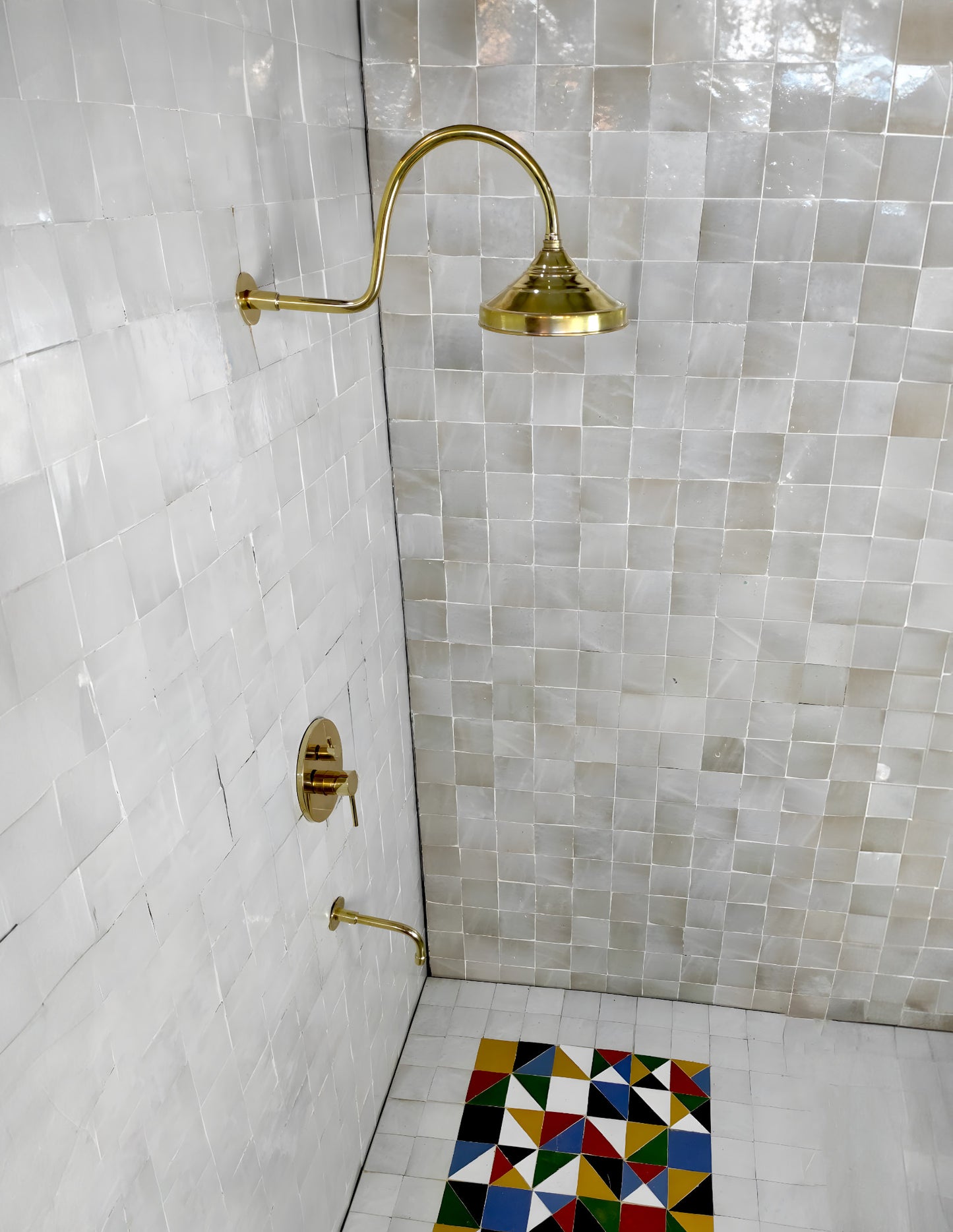 Unlacquered Brass Shower Set, Vintage Shower System,