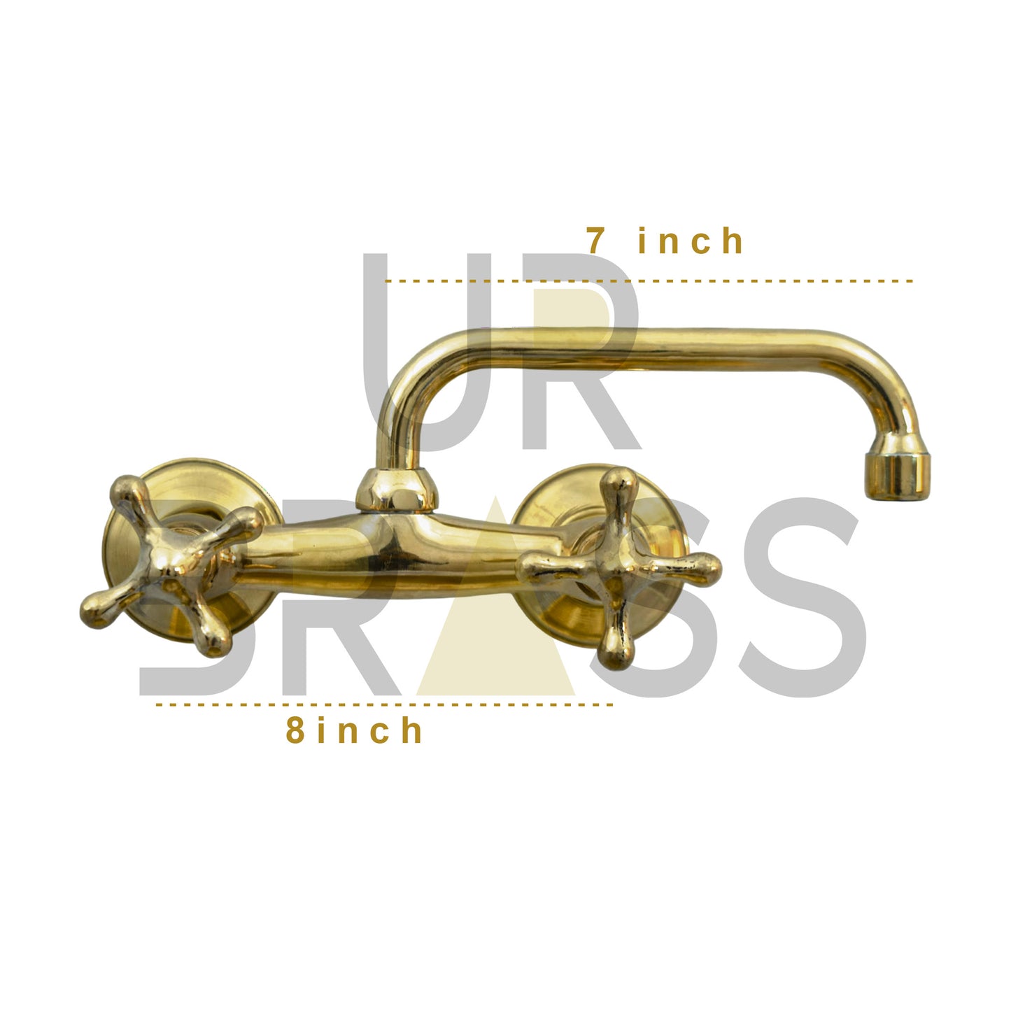 Unlacquered Brass Faucet, Wall Mount Bathroom Faucet, Rustic Brass Faucet