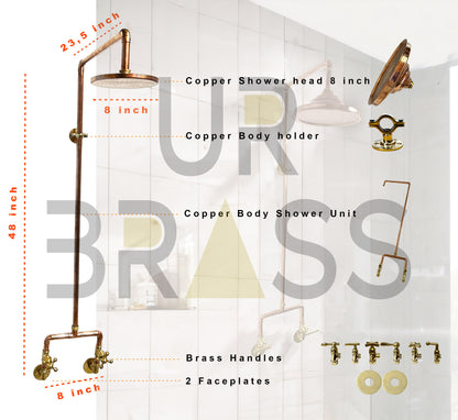 Copper Shower, Outdoor Shower Fixture, Bathroom Shower System