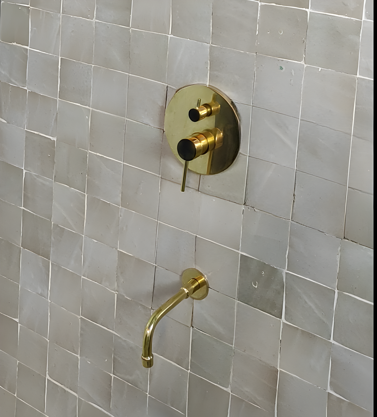 Unlacquered Brass Shower Set, Vintage Shower System,