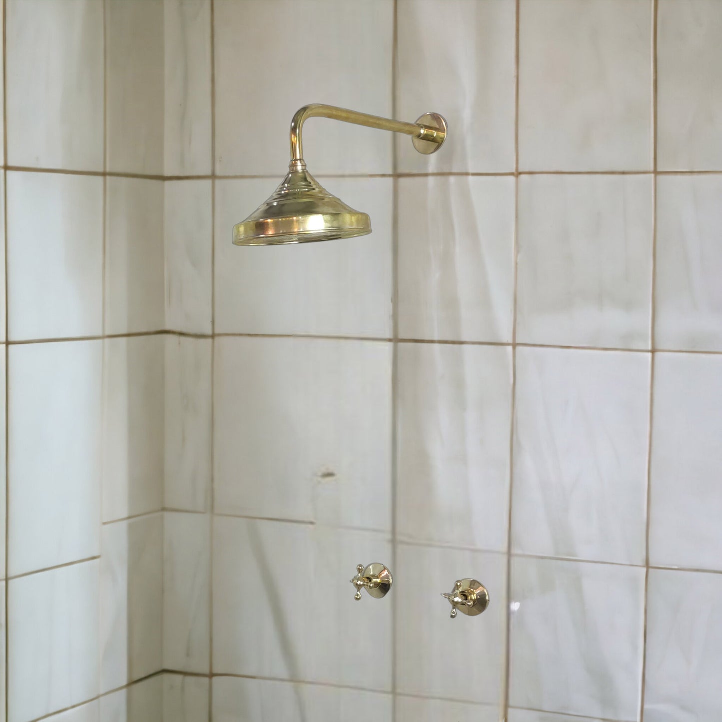 Brass Shower System - Timeless Brass Shower Set, Vintage Bathroom Shower System, Rustic Charm, Unlacquered Finition