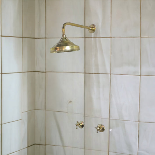 Brass Shower System - Timeless Brass Shower Set, Vintage Bathroom Shower System, Rustic Charm, Unlacquered Finition