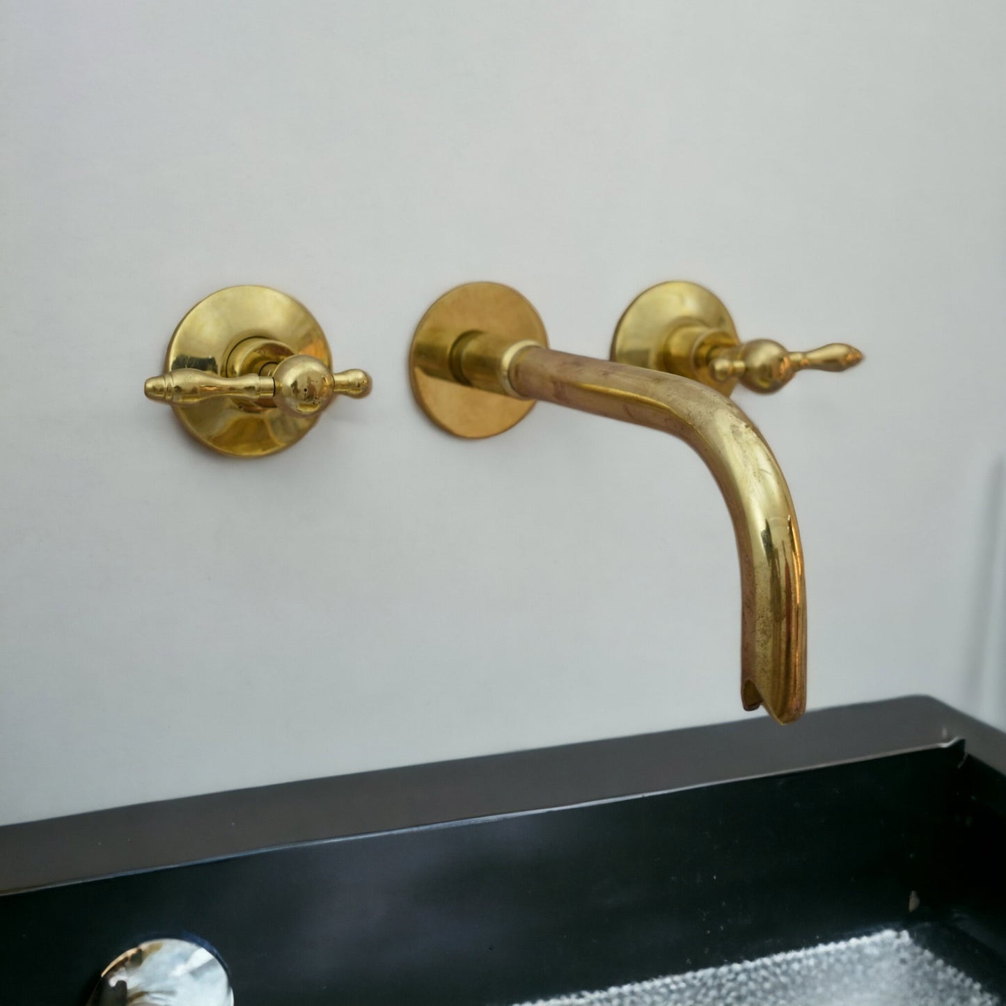 Unlacquered Brass BathroomFaucet, Vintage Wall Mount Faucet, Bathroom Sink Faucet, Rustic Vanity Faucet, Classic Brass Faucet