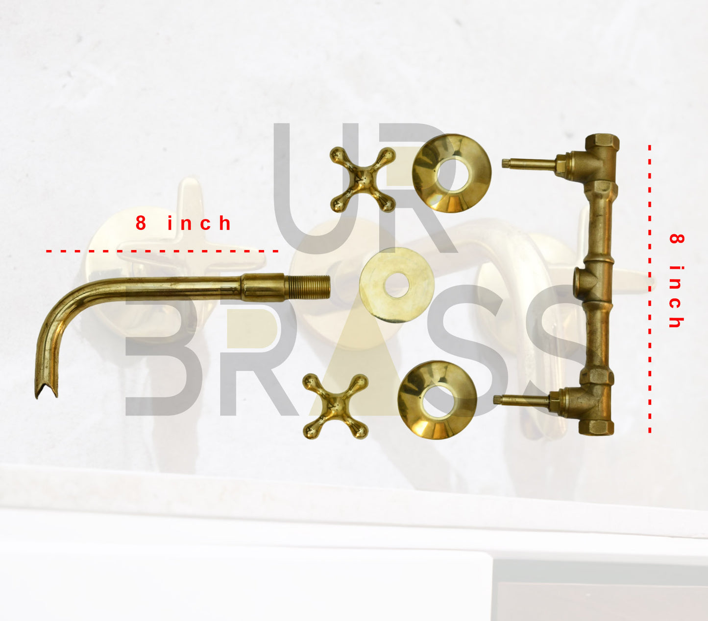 Unlacquered Brass BathroomFaucet, Vintage Wall Mount Faucet, Bathroom Sink Faucet, Rustic Vanity Faucet, Classic Brass Faucet