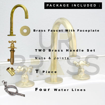 Unlacquered Brass Bathroom Faucet, Bathtub Faucet, Deck Mount Brass Faucet