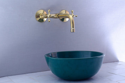 Unlacquered Brass Bathroom Sink Wall Mount Faucet